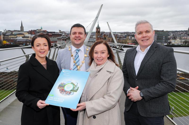Infrastructure Minister Liz Kimmins with Derry City and Strabane, Ruair&iacute; McHugh,  Stephen McCaul, NI Water & Karen McPhillips, Director of Environment, DCSDC.