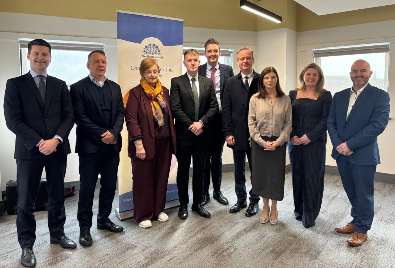 Jonathan Buckley MLA; Steven Lindsay & Mary MacIntyre, MTG; P&aacute;draig Delargy MLA; Phillip Brett MLA;Stephen Kelly, Chair of MTG; Sin&eacute;ad McLaughlin MLA; Linda McGuinness,MTG; and David Honeyford MLA.