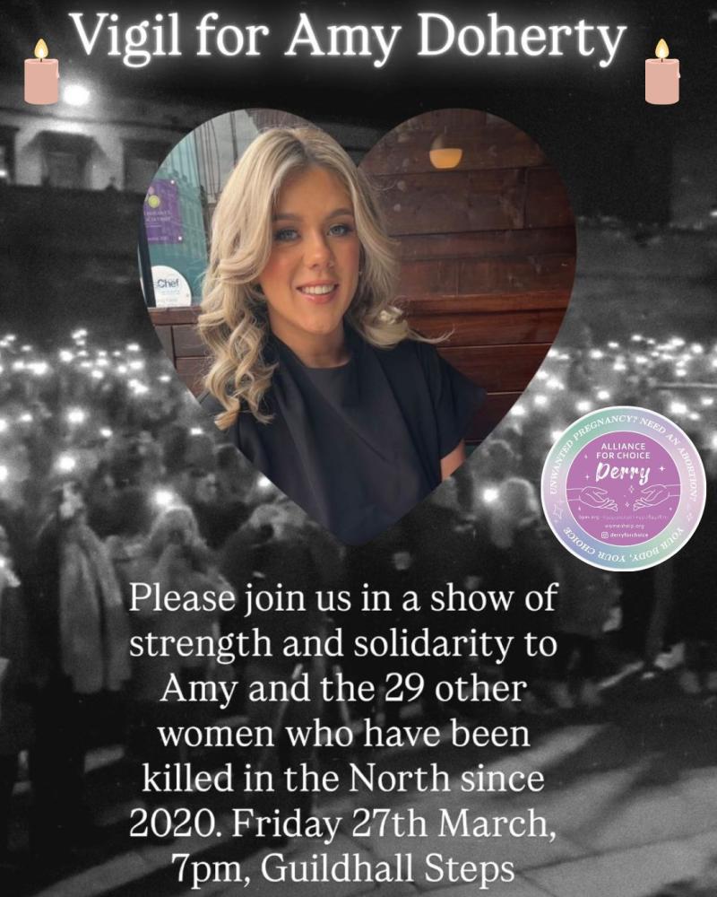 Vigil in memory of Derry murder victim Amy Doherty to be held