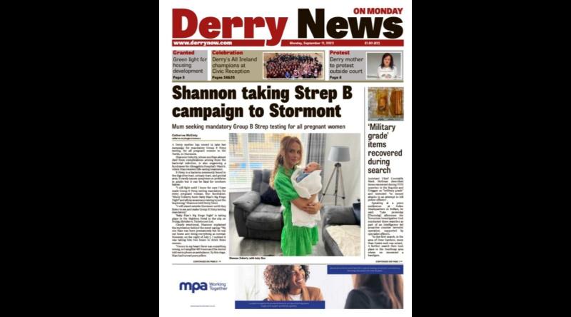 Derry News always  first with the  news  - Front Page  - Thursday,  September 7, 2023.