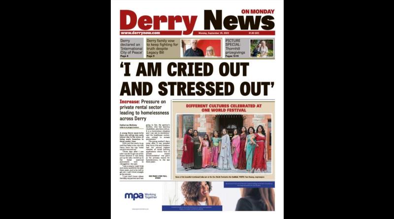 Derry News always  first with the  news  - Front Page  - Monday, September 25, 2023