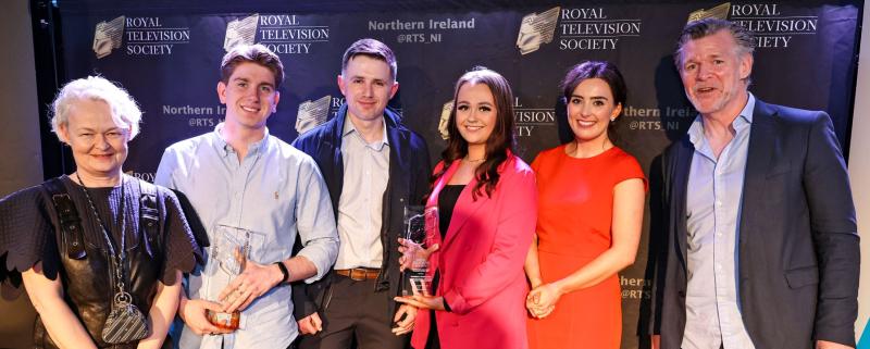 Joint Winners of the RTS NI Student Factual Award 2023 were Queens University Belfast students Aisling Skillen, Andrew Ballentine and Oisin McCoy for Technical Difficulties. 