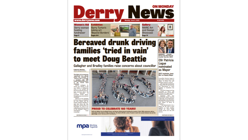 Derry News always  first with the  news  - Front Page  - Monday, June 5, 2023.