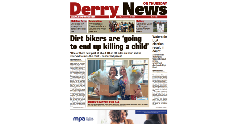 Derry News always  first with the  news  - Front Page  - Monday, June 5, 2023.