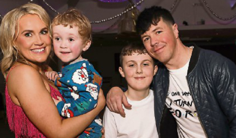 Alec Given celebrating his 40th birthday with his wife Ciara and children Alec and Zach at the Waterfoot Hotel.