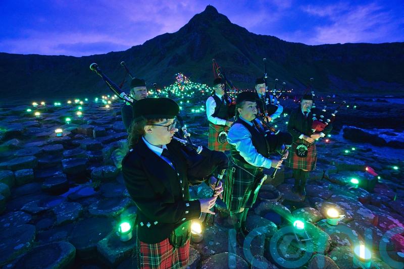 Lumenators create artwork at the Giant’s Causeway