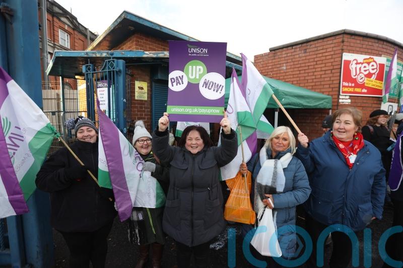 Health workers defiant on picket lines during 24 hour strike in Northern Ireland