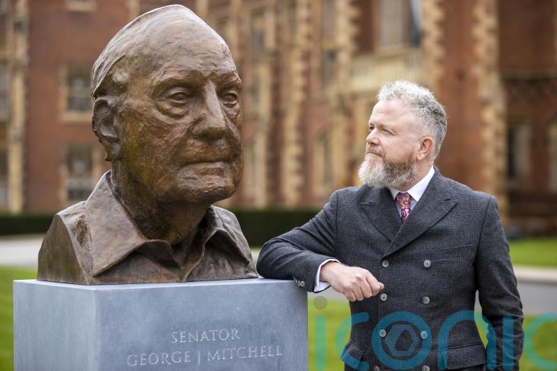 Artist speaks of delight at George Mitchell bust that will ‘outlive us all’
