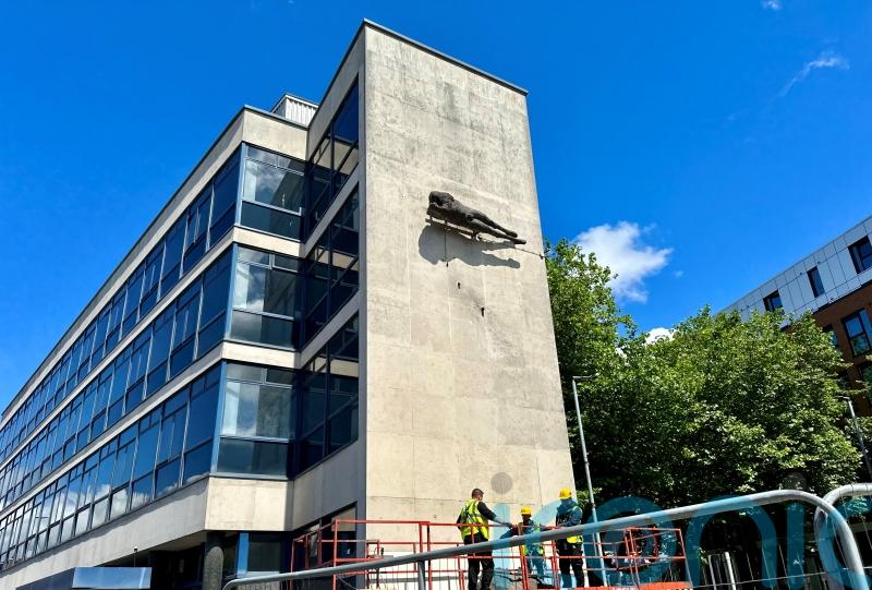 Distinctive sculpture removed from Belfast junction after 60 years