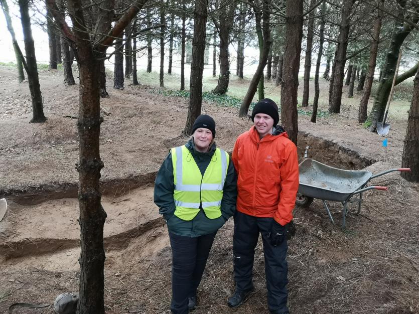 Dr Heather Montgomery and Andrew Bratton at the site of the dig in Magilligan.