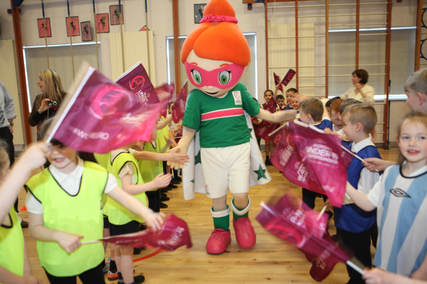 UEFA Women's Mascot arrives at St Patrick&rsquo;s PS in Derry