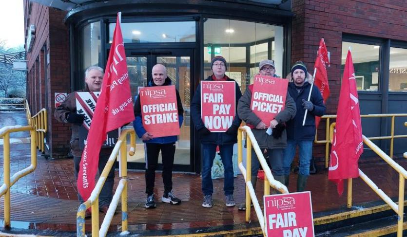 NIPSA members gathered outside Orchard House 