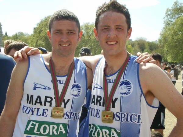 Marty with friend Barry Smith at London Marathon