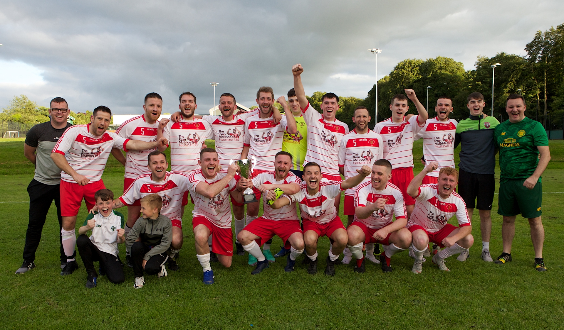 Brandywell Harps celebrate winning the D&D First Division Cup last year,