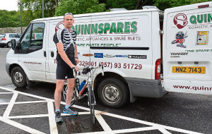 Cahill Quinn pictured before he sets off on the cycle.