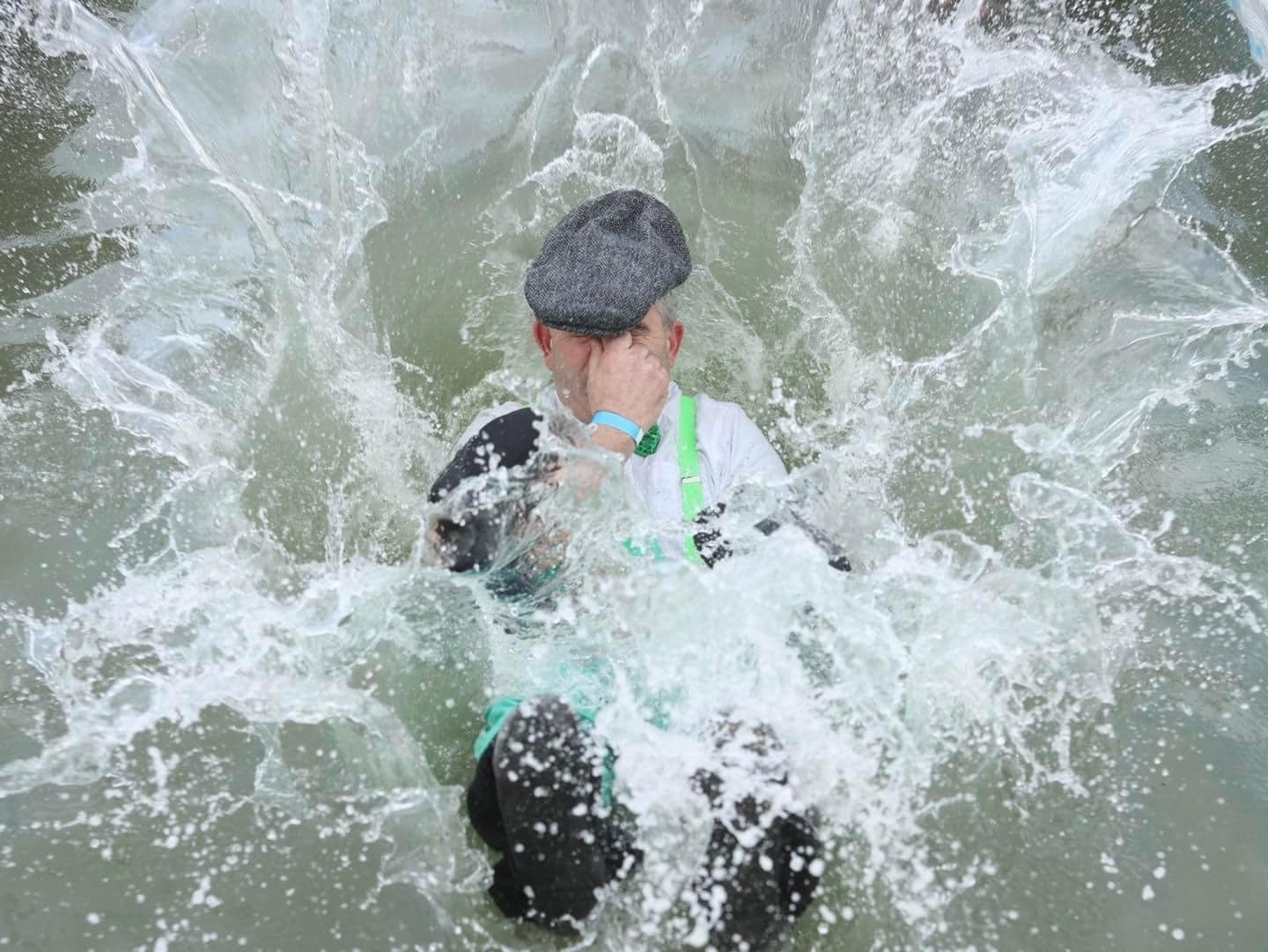One of last year's duck divers taking the plunge.