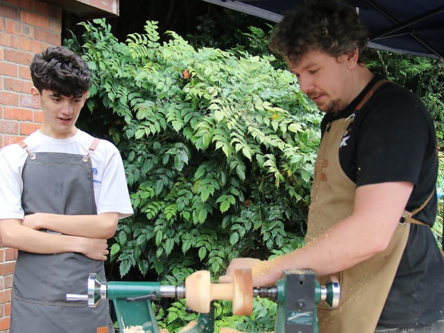 Lukas and Ben, MM Woodcrafts, pictured at Culmore Manor Fun Day. (Photo - Deirdre Heaney, nwpresspics)