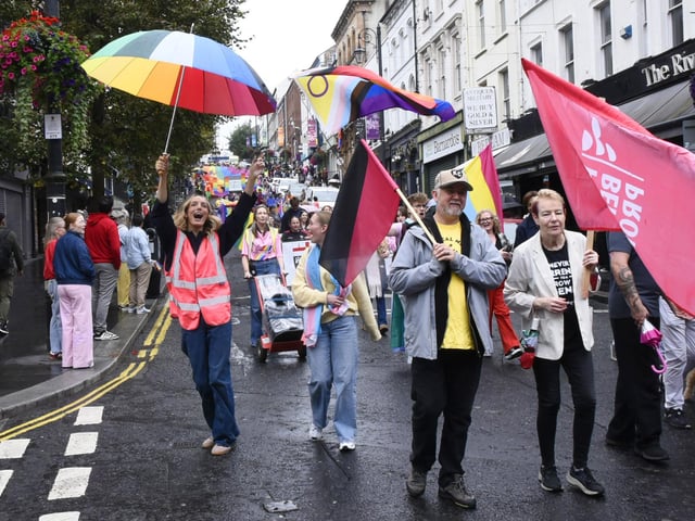 Taking part in the Foyle Pride Parade.