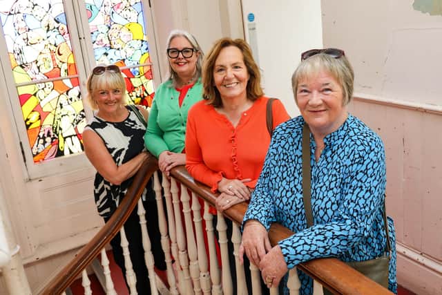 Back to the 80s for Artillery Street’s ‘Last First Years’    Former Thornhill Artillery Street teachers Mrs Loretta McNally and Mrs Maura Sharkey pictured during a tour of The Playhouse building (formerly Thornhill Artillery Street) with past pupils Maeve Connelly and Teresa Coyle from the class of 1980-81.  The past pupils pictured are part of the organising committee for a reunion of the last Thornhill cohort to be educated in the building before it closed its doors to students in June 1981.    The ‘Last First Years’ reunion is being hosted by The Playhouse on 12th September at 7.30pm. The committee is currently tracking down former students from historical year group to invite them to come back and take over the building in a special, one night only event.   Were you one of those students? Do you know any of these legendary ‘Last First Years’?  Maybe you’ve got a great story about your time in the building?  Spread the word.  Dob them in and get these girls back in ‘The Habit’.  Expect welcome drinks, building tours, old photographs, plenty of stories and, of course, a big 80s soundtrack to get the party started!       Tickets for this event are available at the Playhouse.  Cost:  suggested donation but registration essential.   Book your place now:     	  derryplayhouse.co.uk/event/class-of-1980-1981-reunion  	https://www.instagram.com/last1styearsartillerystreet?igsi=bzJxNGtuNGE3ZG5n    Mandatory Credit ©Lorcan Doherty