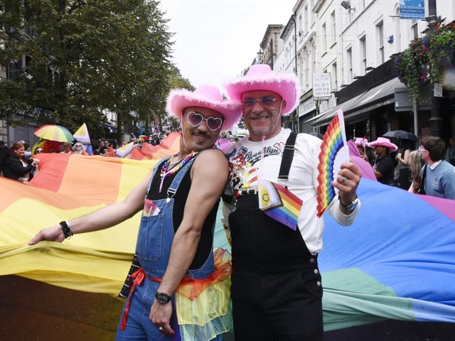 The Foyle Pride Parade coming down Shipquay Street. (Photos-Kerrie Quinn, nwpresspics)