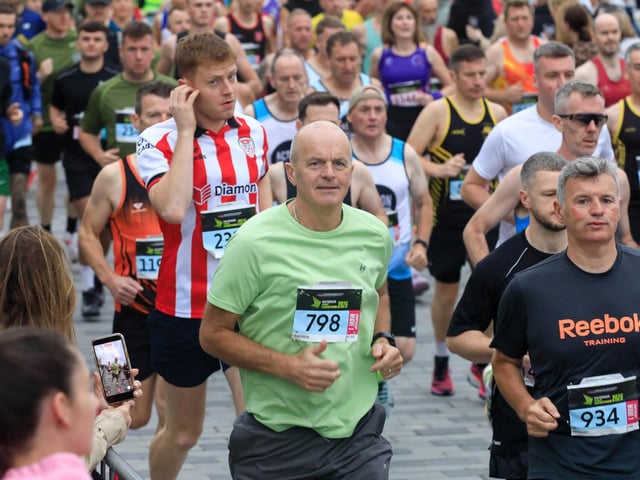 Runners taking part in the Waterside Half Marathon in Ebrington Square, on Sunday morning. (Photo - Tom Heaney, nwpresspics)