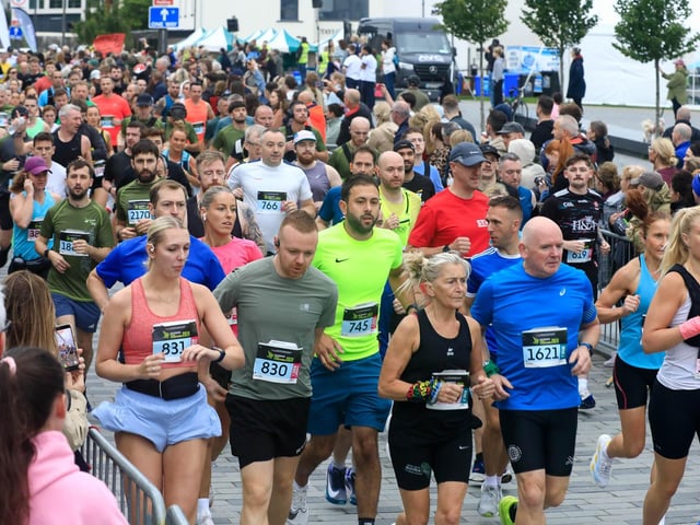 Runners taking part in the Waterside Half Marathon in Ebrington Square, on Sunday morning. (Photo - Tom Heaney, nwpresspics)