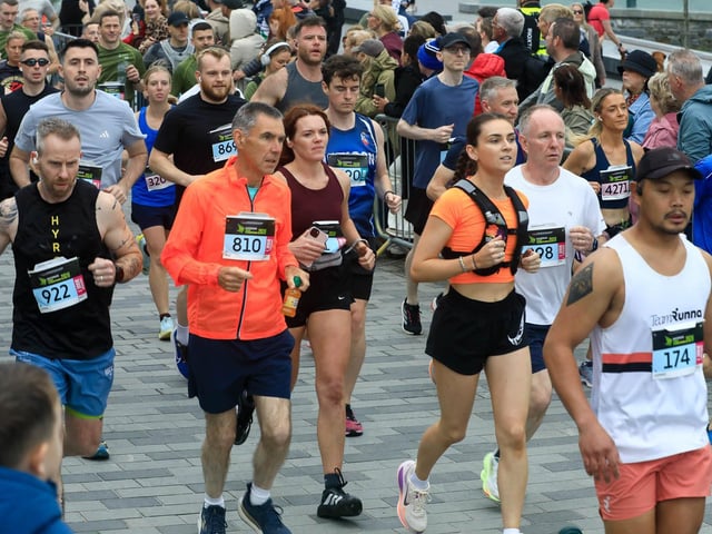 Runners taking part in the Waterside Half Marathon in Ebrington Square, on Sunday morning. (Photo - Tom Heaney, nwpresspics)