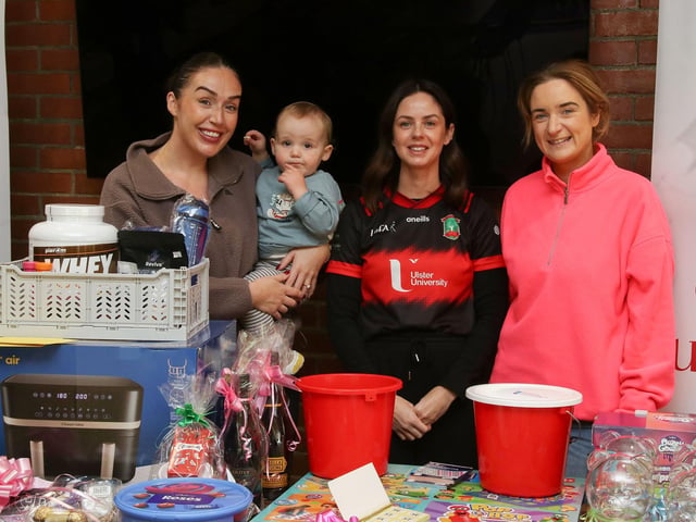 Martina, Frankie and Rachael pictured with Catherine McDaid, Deputy Mayor, at a Coffee Morning for Daire’s Day held in Sean Dolan’s GAC.   (Photo - Deirdre Heaney, nwpresspics)
