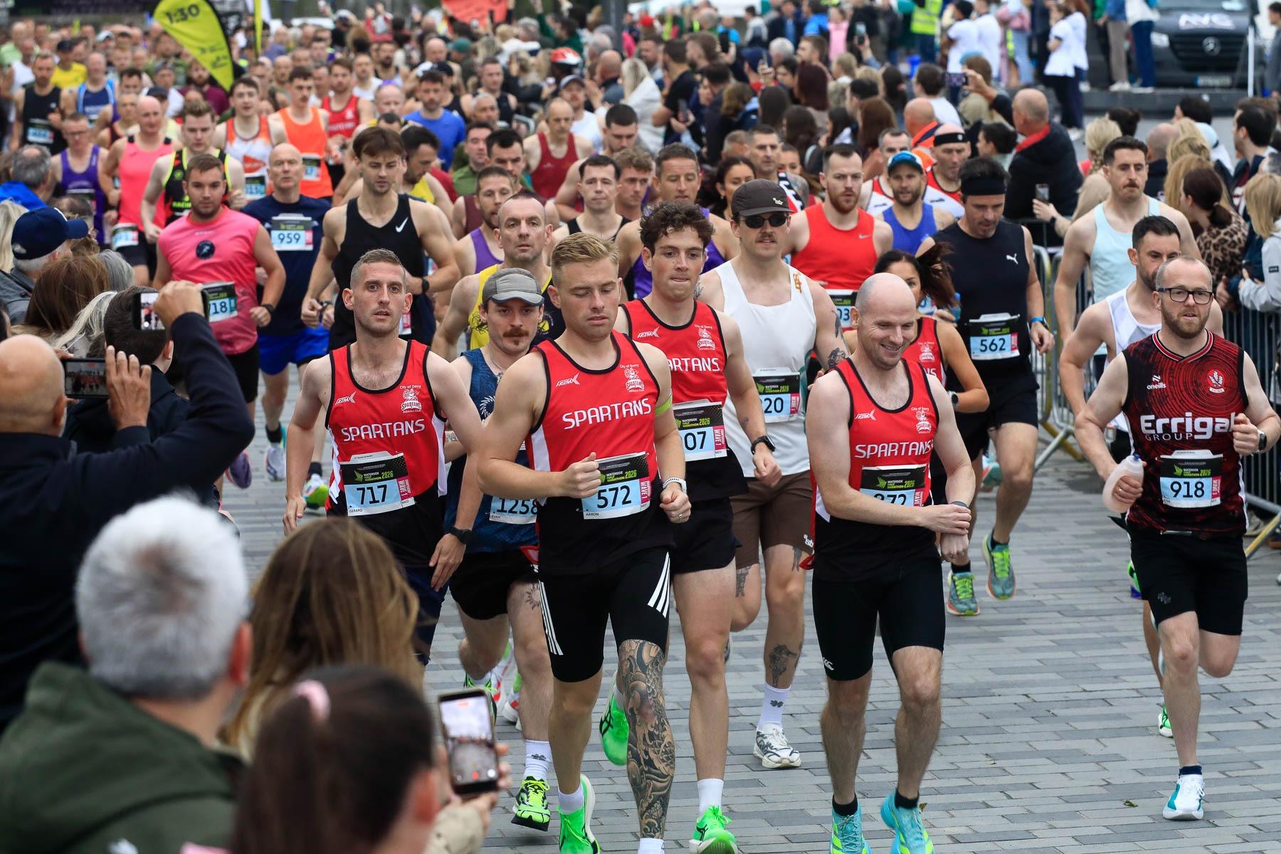 Runners taking part in the Waterside Half Marathon in Ebrington Square, on Sunday morning. (Photo - Tom Heaney, nwpresspics)
