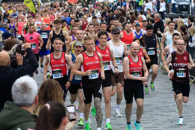 Runners taking part in the Waterside Half Marathon in Ebrington Square, on Sunday morning. (Photo - Tom Heaney, nwpresspics)