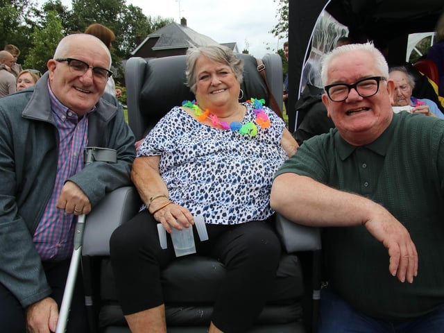 Kevin and Adrian Glacken pictured with Josie Hutton at Culmore Manor Fun Day. (Photo - Deirdre Heaney, nwpresspics)