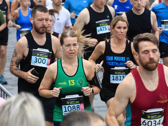 Runners taking part in the Waterside Half Marathon in Ebrington Square, on Sunday morning. (Photo - Tom Heaney, nwpresspics)
