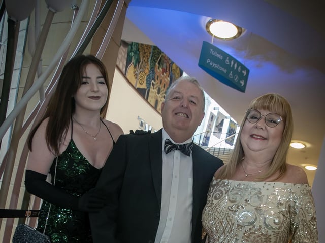 Martin Bradley, Chair, Millennium Forum pictured on Friday night with his daughter Shannon and wife Amanda.