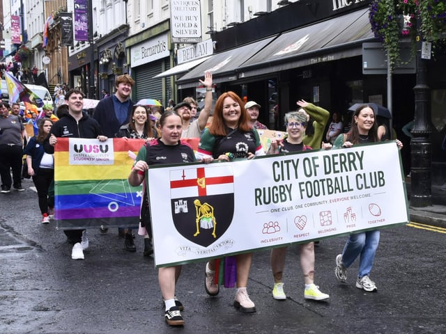 Taking part in the Foyle Pride Parade.