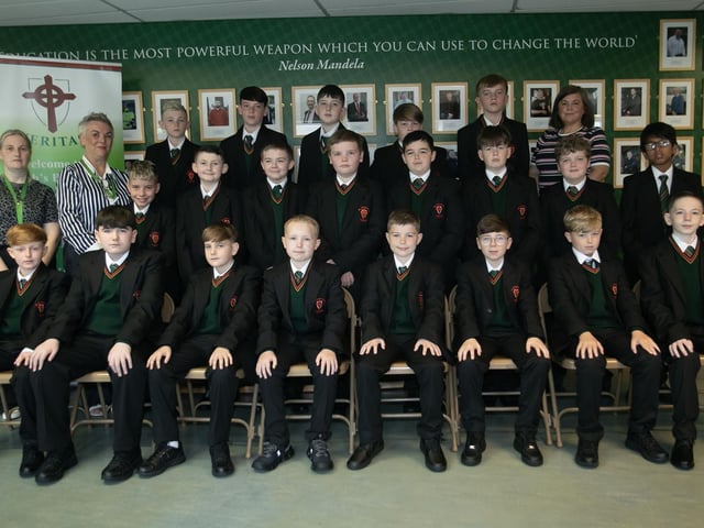 Mrs Newtown's 8D Form Class pictured at St. Joseph's Boys School on Friday morning. Included are Miss McLaughlin and Mrs. Wilkinson, Classroom Assistants. (Photos: Jim McCafferty Photography)