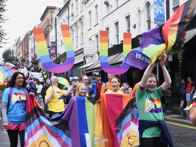 Taking part in the Foyle Pride Parade.