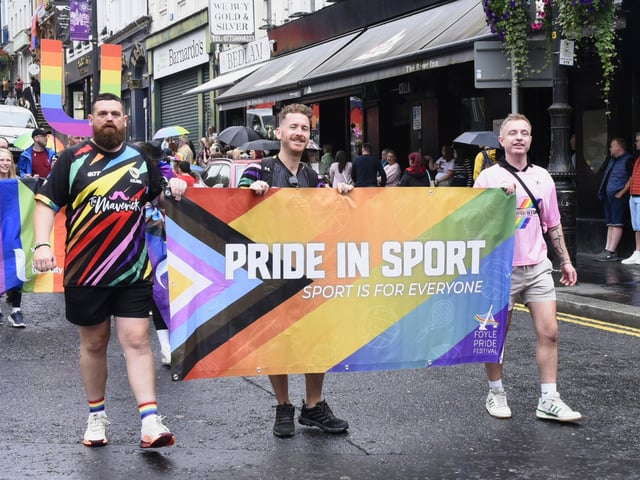 Taking part in the Foyle Pride Parade.