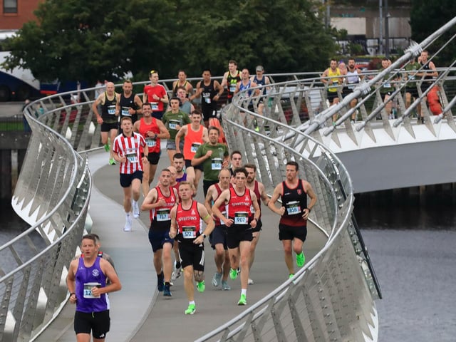 Runners on the Peace Bridge. (Photo - Tom Heaney, nwpresspics)