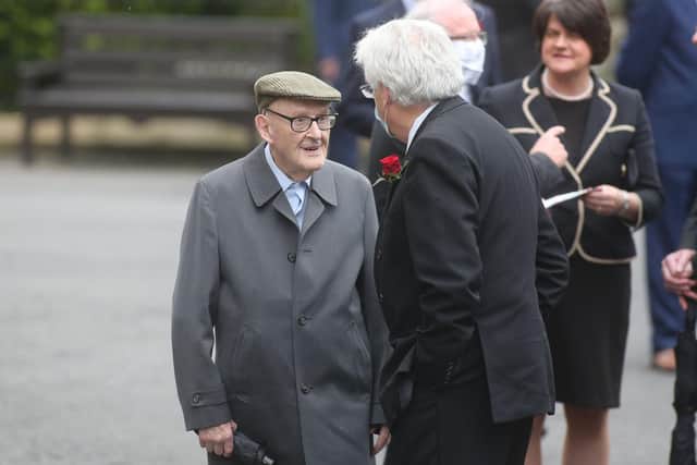 Michael Canavan attending the funeral of the late John Hume in 2020.